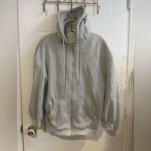 Light Gray Full-Zip Hoodie from princess polly